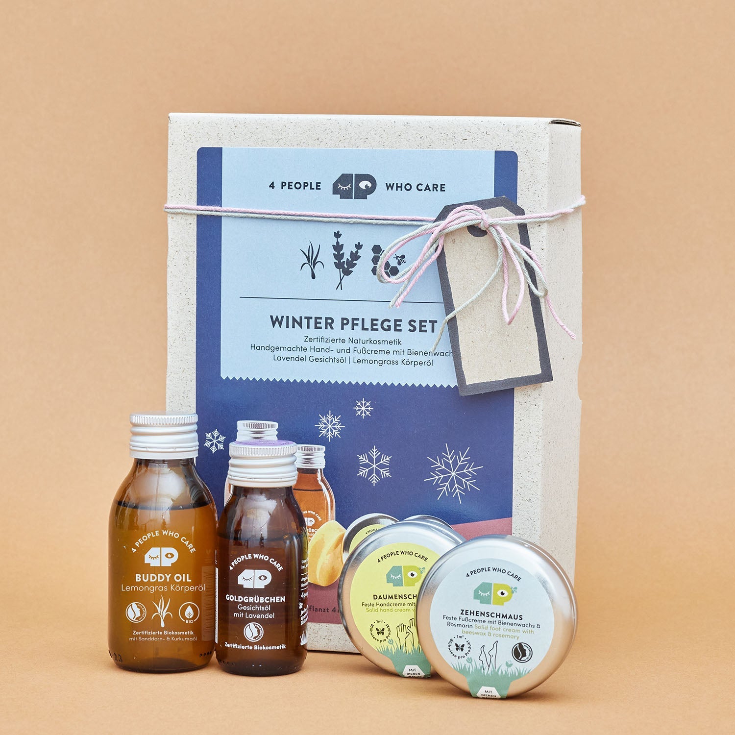 Naturkosmetik Winter Set mit Bienenwachs - in nachhaltigem Geschenkkarton