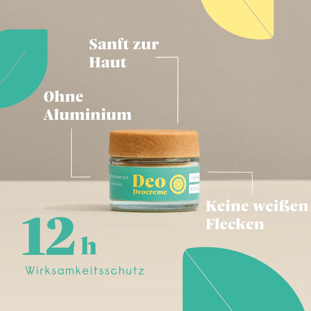 Deocreme im Glas Lemongrass & Bergamotte, vegan und bio - 50g