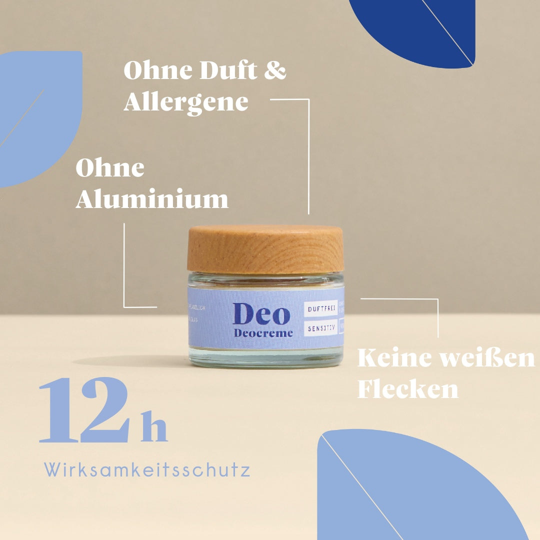 Deocreme im Glas sensitiv, vegan und bio - 50g