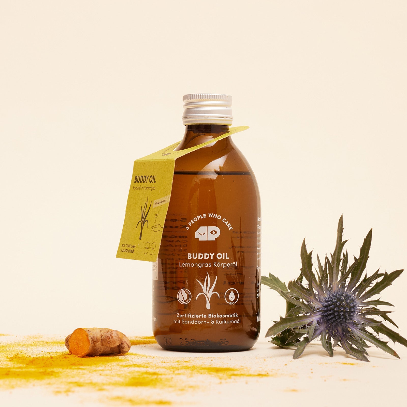 Körperöl mit Sanddorn und Lemongras Duft, vegan und bio - 250ml